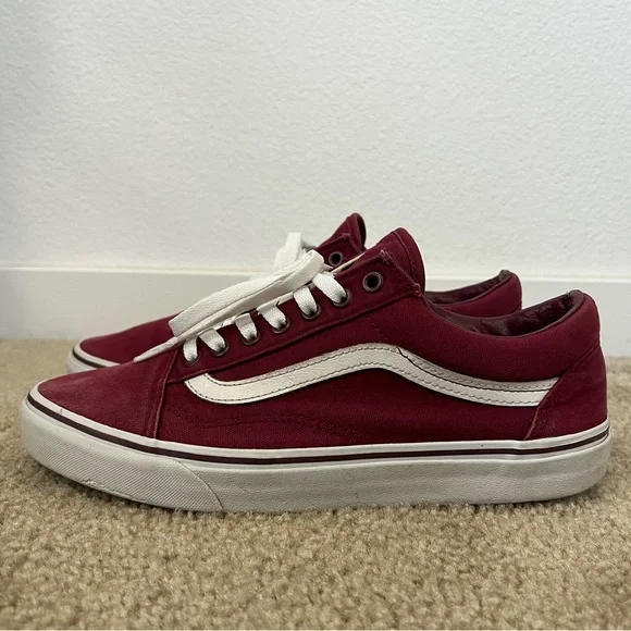 Vans Old Skool Burgundy White Stripe Canvas Shoes - Picture 3 of 7